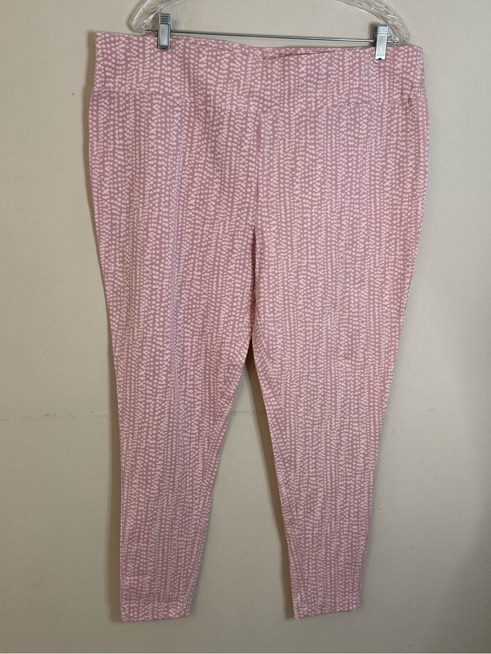 Terra & Sky Capri Leggings High Rise 27” Inseam pink white soft stretch SZ 22W